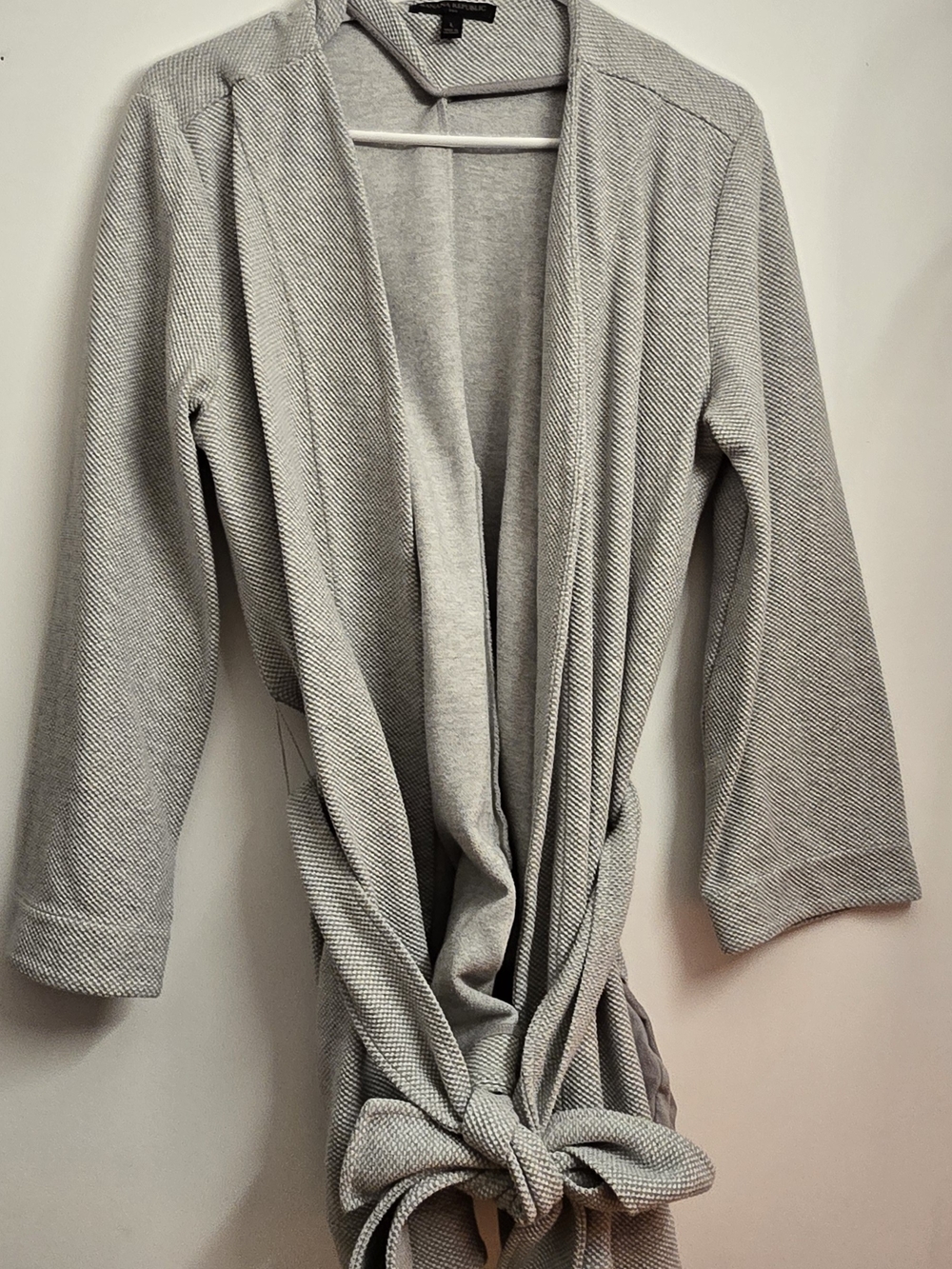 Banana Republic Light Gray Tie-Waist Open Front Cardigan